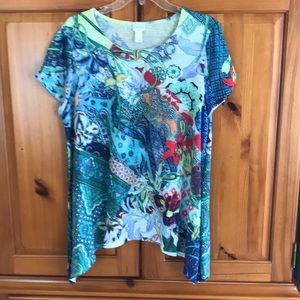 Happy colors! Chico’s casual short sleeve shirt, size 2.
